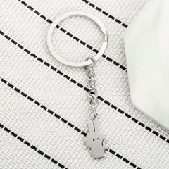 2pcs Cartoon Cuddle Bunny Metal Stainless Steel Keychain Couple Car Key Chain