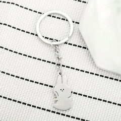 2pcs Cartoon Cuddle Bunny Metal Stainless Steel Keychain Couple Car Key Chain