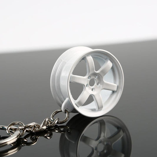 JDM Auto Racing TE37 Wheel Mini Keychain Keyring Alloy