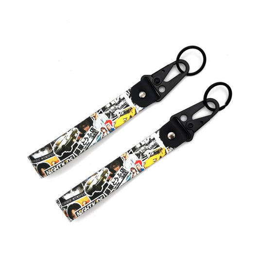 JDM Style Key Ring Lanyard Tags Key Strap Thermoprint Racing Car Motorcycle