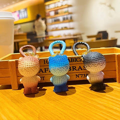 Gradient Woolen Dinosaur Car Keychain Creative Doll Resin Keyring
