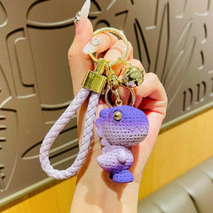 Gradient Woolen Dinosaur Car Keychain Creative Doll Resin Keyring