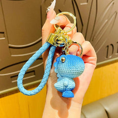 Gradient Woolen Dinosaur Car Keychain Creative Doll Resin Keyring