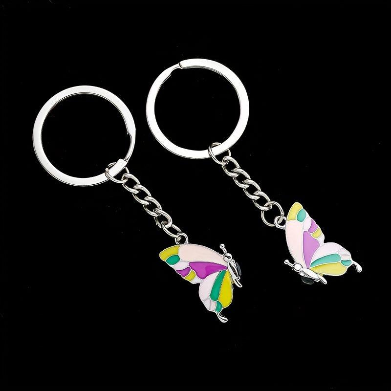 2pcs Magnetic Splice Butterfly Keychain Colorful Friendship Keyc