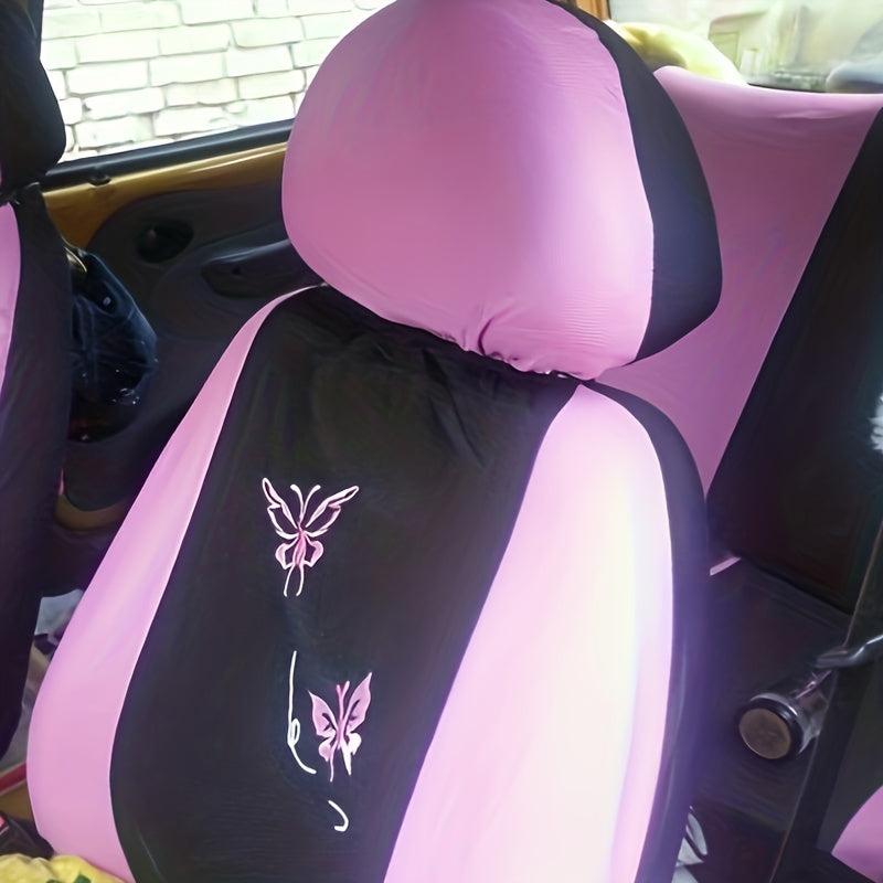 Pink Butterfly Car Seat Cover for 5 Seats