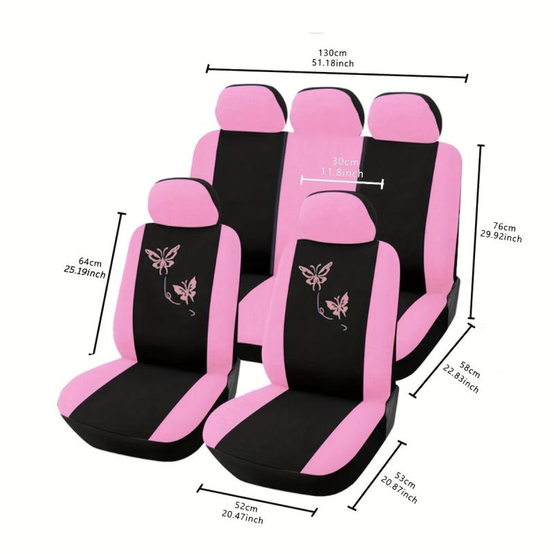 Pink Butterfly Car Seat Cover for 5 Seats