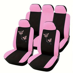 Pink Butterfly Car Seat Cover for 5 Seats