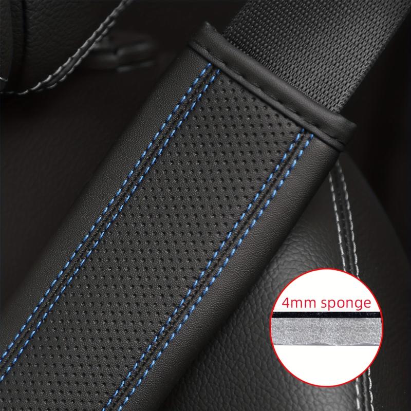 2pcs Car Seat Belt Cover Breathable Faux Leather Shoulder Pad for Men and Women