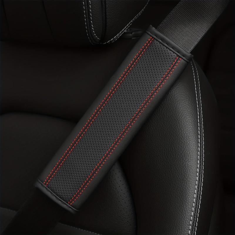 2pcs Car Seat Belt Cover Breathable Faux Leather Shoulder Pad for Men and Women