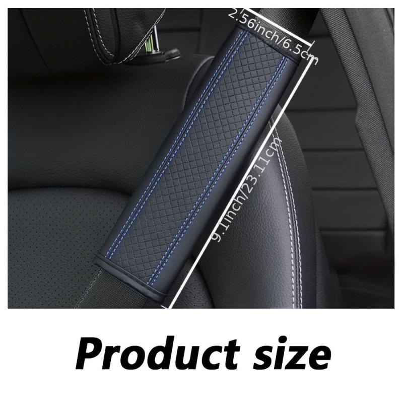 2pcs Car Seat Belt Cover Breathable Faux Leather Shoulder Pad for Men and Women