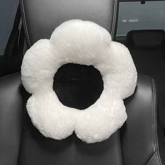 Plush Flower Car Headrest & Waist Pillow Set