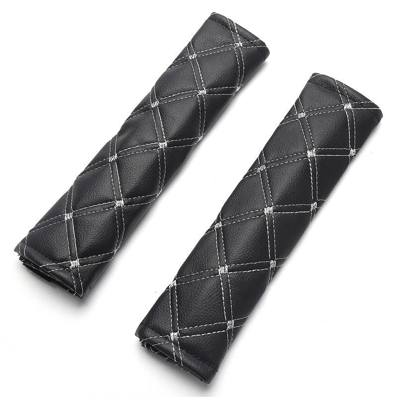 Car Seat Belt Shoulder Cover Pair PU Leather Breathable