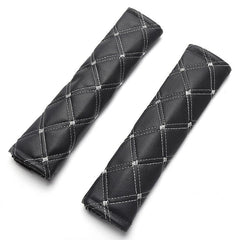 Car Seat Belt Shoulder Cover Pair PU Leather Breathable
