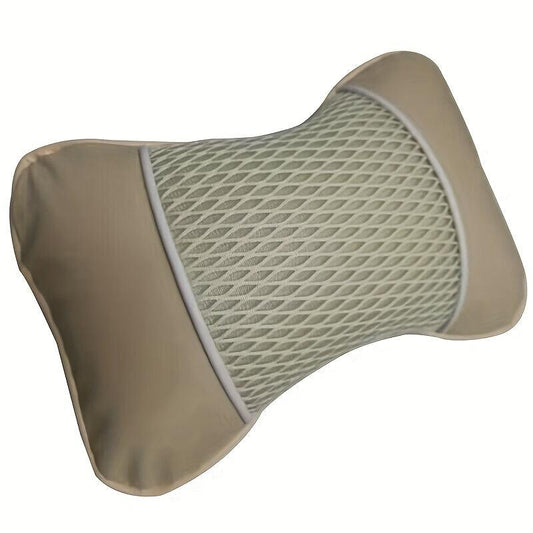 1pc PU Leather Knitted Car Pillows Headrest Neck Rest Cushion Support