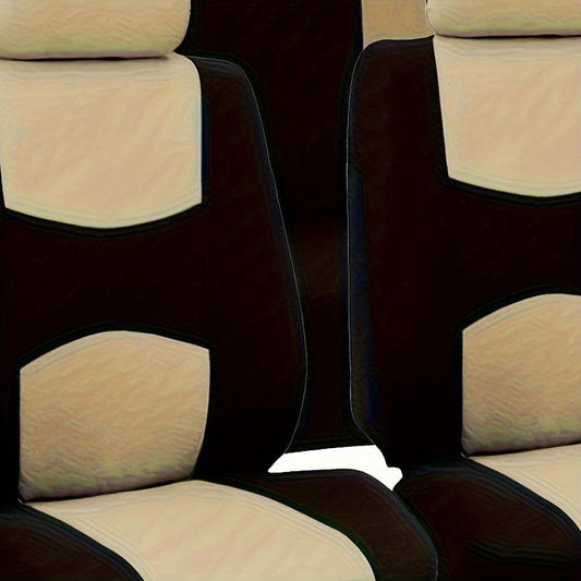 Universal Beige Flat Car Seat Cover Set 9 Piece for Men Women