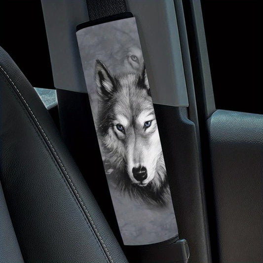 Big Gray Wolf Print Car Shoulder Protector