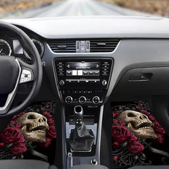 Rose Skull Print Car Front Seat Floor Mats Car Mat
