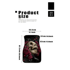 Rose Skull Print Car Front Seat Floor Mats Car Mat
