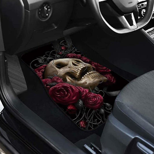 Rose Skull Print Car Front Seat Floor Mats Car Mat