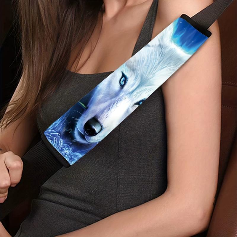 Light Wolf Print Car Shoulder Protector Four Seasons Interior Decor