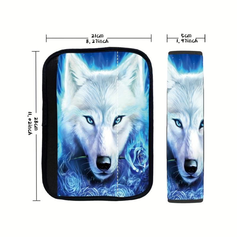 Light Wolf Print Car Shoulder Protector Four Seasons Interior Decor