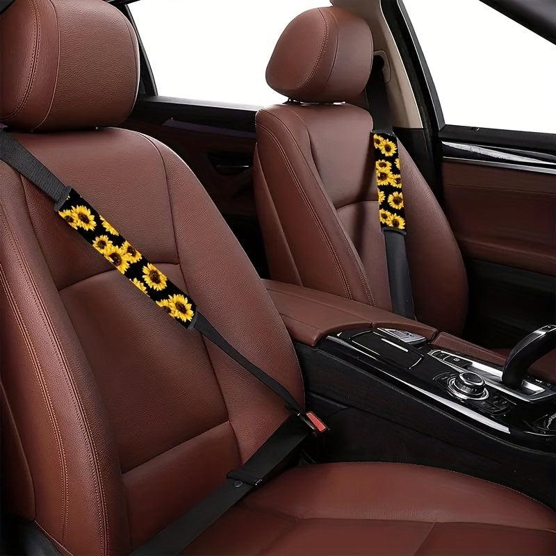 Sunflower Print Car Seat Belt Cover Soft Shoulder Pad Safety Protector