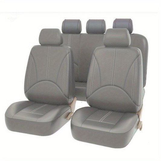 5 Seats PVC Quilted Leather Car Seat Covers Breathable Faux Leather