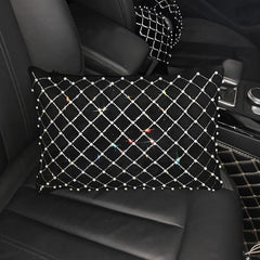 Pearl Rhinestone Car Headrest Pillow Lumbar Support Girls Women