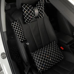 Pearl Rhinestone Car Headrest Pillow Lumbar Support Girls Women