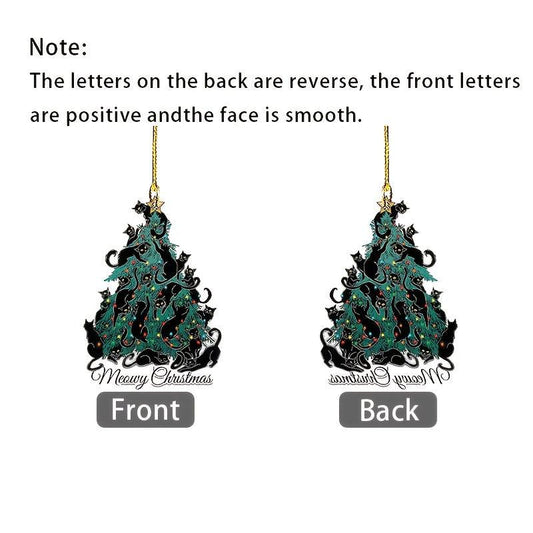 2D Acrylic Christmas Tree Cat Decoration for Car Bag and Keys