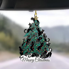 2D Acrylic Christmas Tree Cat Decoration for Car Bag and Keys