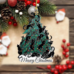 2D Acrylic Christmas Tree Cat Decoration for Car Bag and Keys