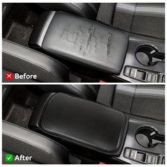 Car Console Pad Universal Armrest Cover Carbon Fiber PU Leather Auto Protector