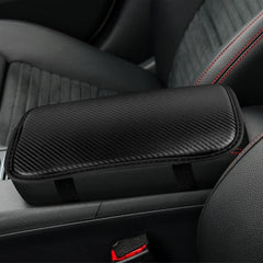 Car Console Pad Universal Armrest Cover Carbon Fiber PU Leather Auto Protector