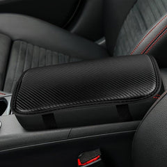 Car Console Pad Universal Armrest Cover Carbon Fiber PU Leather Auto Protector