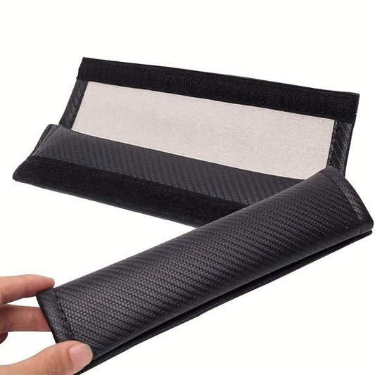 2pcs Carbon Fiber Seat Belt Covers Adults Kids PU Leather Shoulder Pad