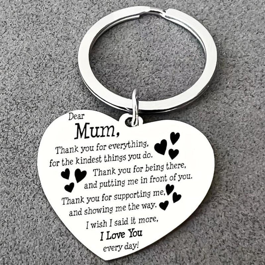Heart-Shaped Stainless Steel Key Chain for Mom - Thanksgiving Gift