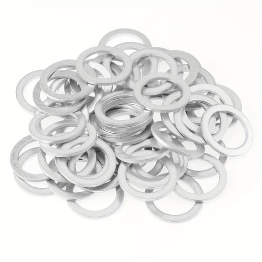 50pcs M16x22x2mm Auto Drain Plug Gaskets Crush Washers Aluminum Flat Washers