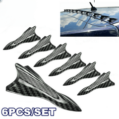 6pcs Carbon Fiber Spoiler Wing Rear Sunroof Window Tail Lip Trim Sticker