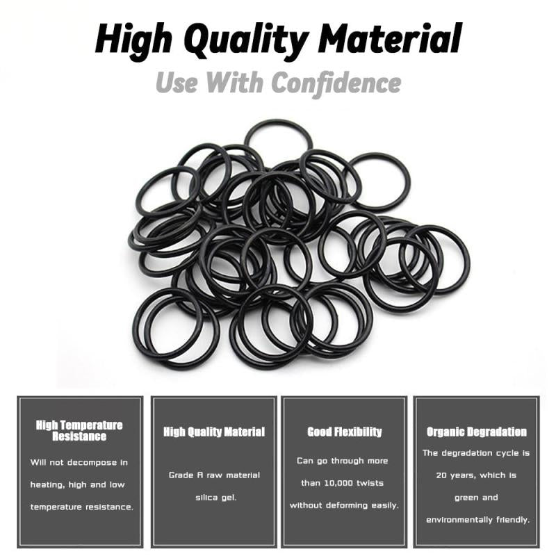 250pcs Nitrile Rubber High Temp Resistant O Ring Set Leather Seal Ring 10 Grid