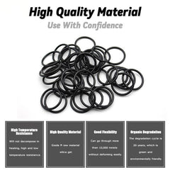 250pcs Nitrile Rubber High Temp Resistant O Ring Set Leather Seal Ring 10 Grid