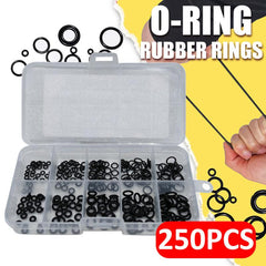 250pcs Nitrile Rubber High Temp Resistant O Ring Set Leather Seal Ring 10 Grid