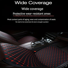 Car Seat Cushion w/ Backrest Universal Front Faux Leather Anti Slip Seat Cushion