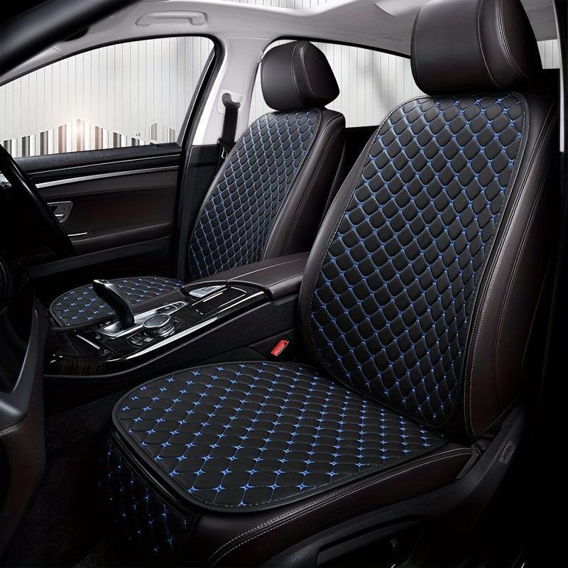 Car Seat Cushion w/ Backrest Universal Front Faux Leather Anti Slip Seat Cushion