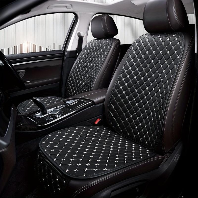 Car Seat Cushion w/ Backrest Universal Front Faux Leather Anti Slip Seat Cushion