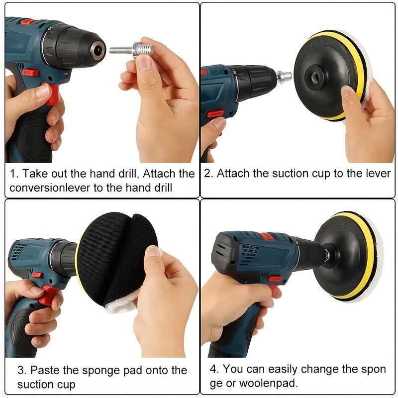 7pc Car Polishing & Waxing Kit - 4 Inch Sponge Pads