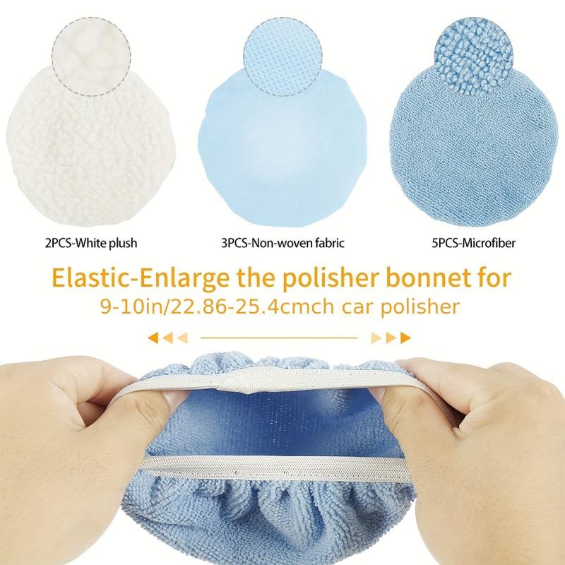 10pcs Car Polisher Pad Bonnet 22 86 25 4 Cm Soft Microfiber Cover Kit