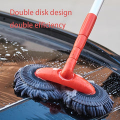 Car Rotating Car Wash Mop Retractable Soft Brush Dual Head Cleaning