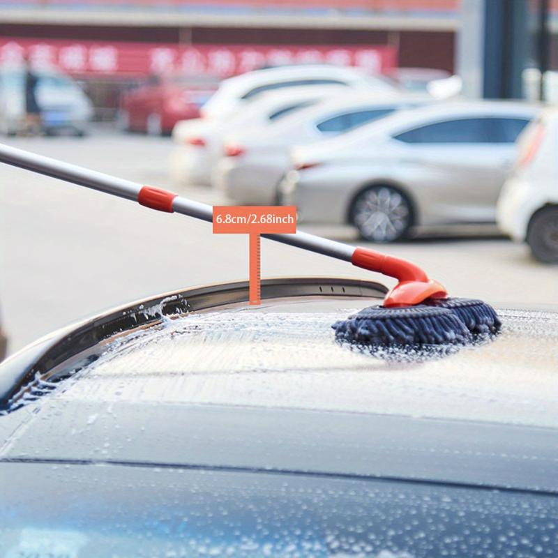 Car Rotating Car Wash Mop Retractable Soft Brush Dual Head Cleaning