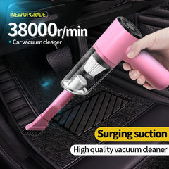 Pink Vehicle Vacuum Cleaner High Power Wet Dry Cleaning Portable Mini Handheld